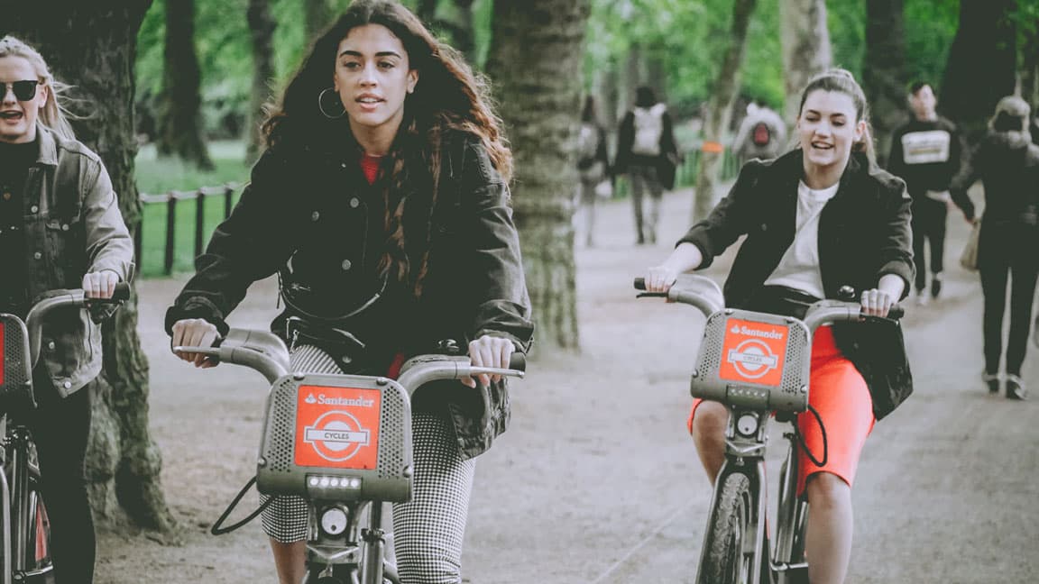 Students Cycling Rented Bikes London